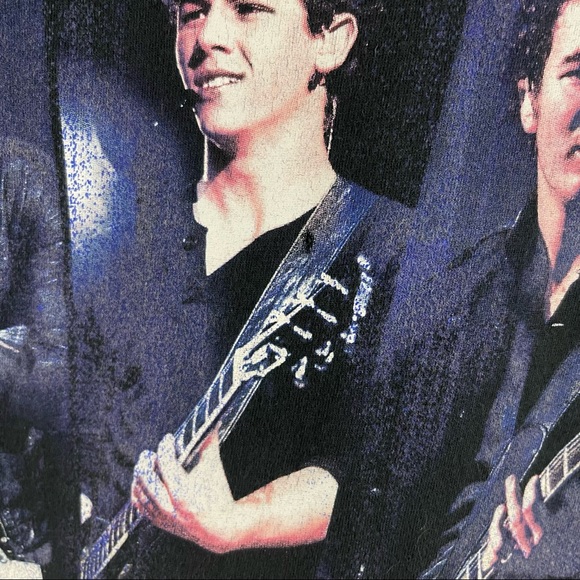 JONAS BROTHERS Vintage 2000’s Live In Concert Black Blue Graphic Band Tee - Picture 5 of 7